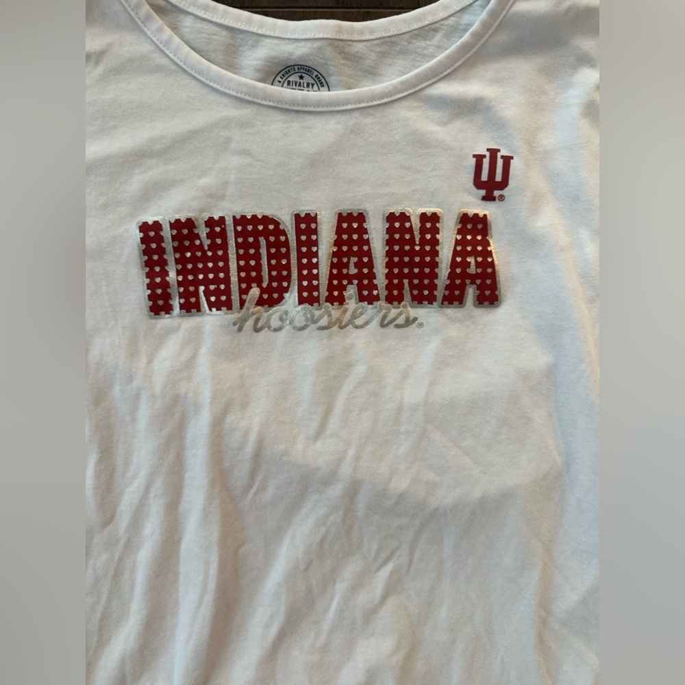 Indiana Hoosiers Kids White Long Sleeve Top XL 14/16 Game Day Spirit Tee - Picture 3 of 4